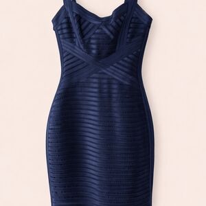 Elegant Navy Blue Bandage Dress